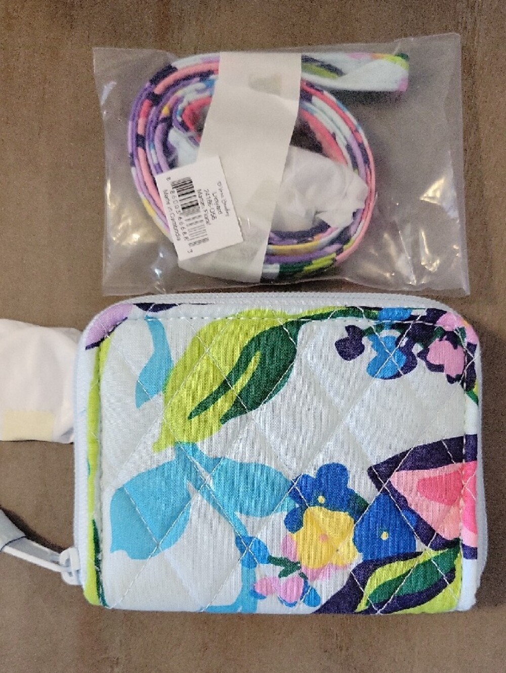 Vera Bradley Floral Quilted ID Case with Pink Blue Green Accents - Picture 2 of 2